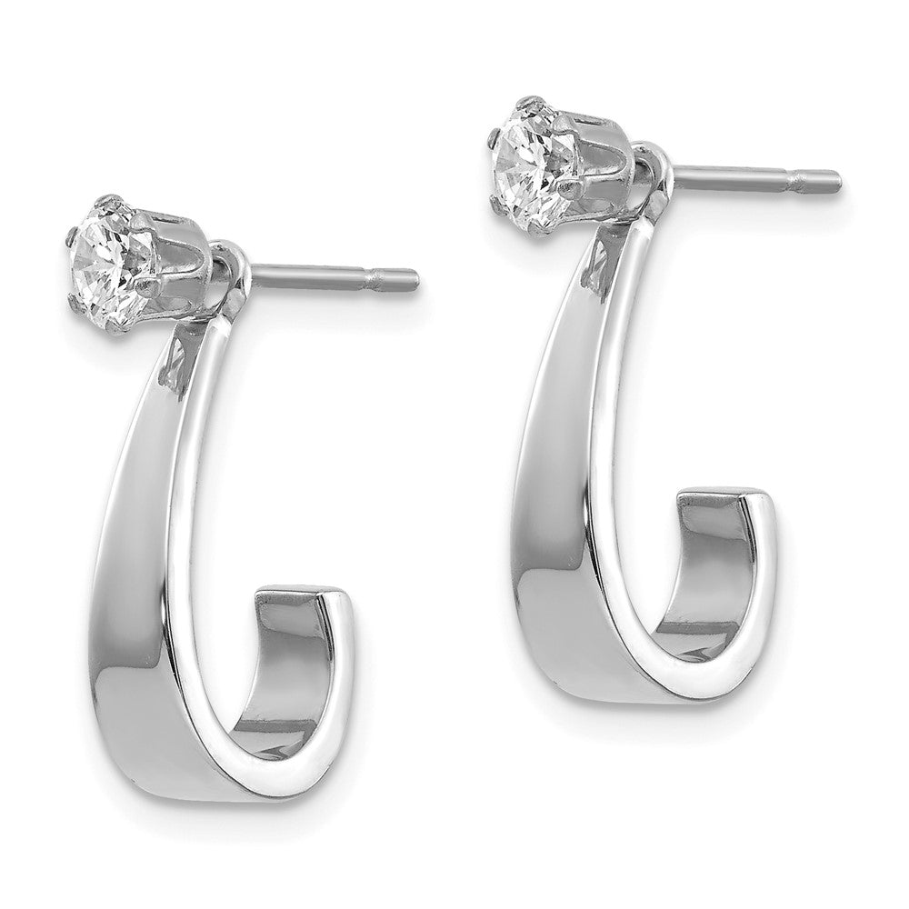 14k White Gold J Hoop w/CZ Earring Jacket