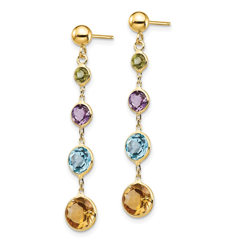 14K Multi-Gemstone Dangle Post Earrings