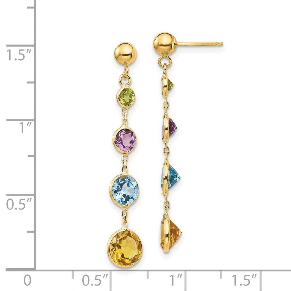 14K Multi-Gemstone Dangle Post Earrings