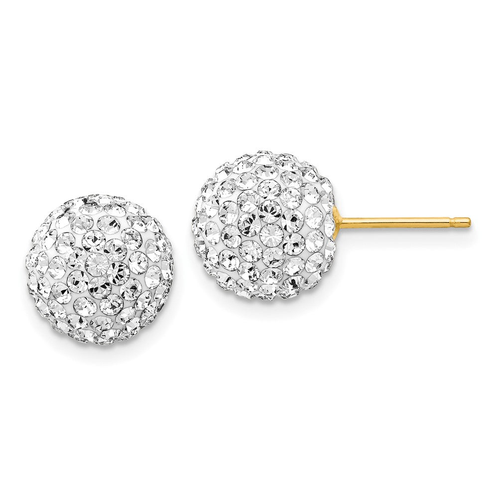 14k 10mm Disco Ball Crystal Stud Earrings