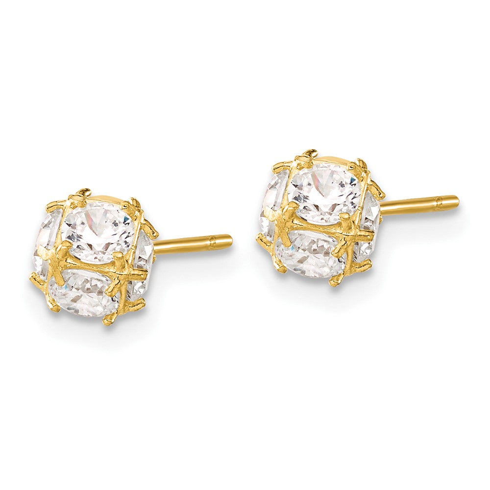 14k Yellow Gold 6mm CZ Post Earrings