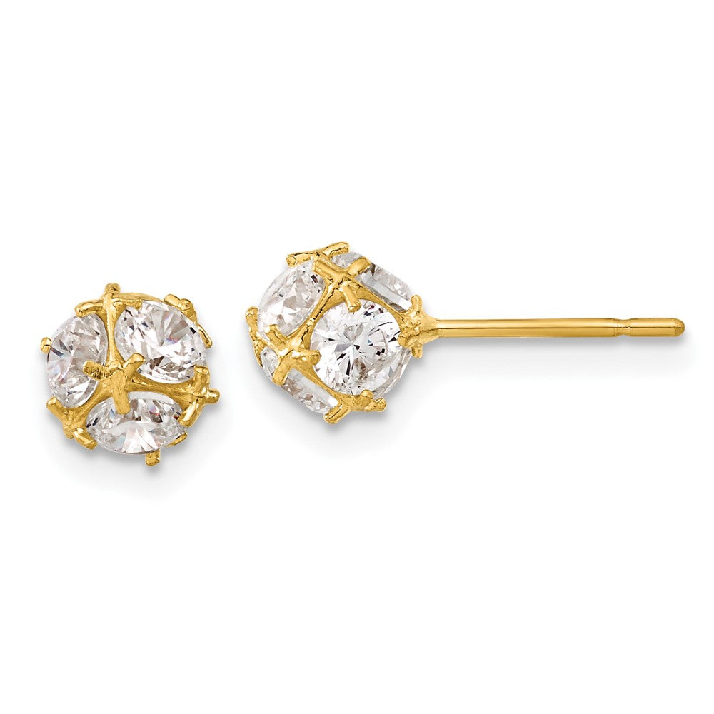 14k Yellow Gold 6mm CZ Post Earrings