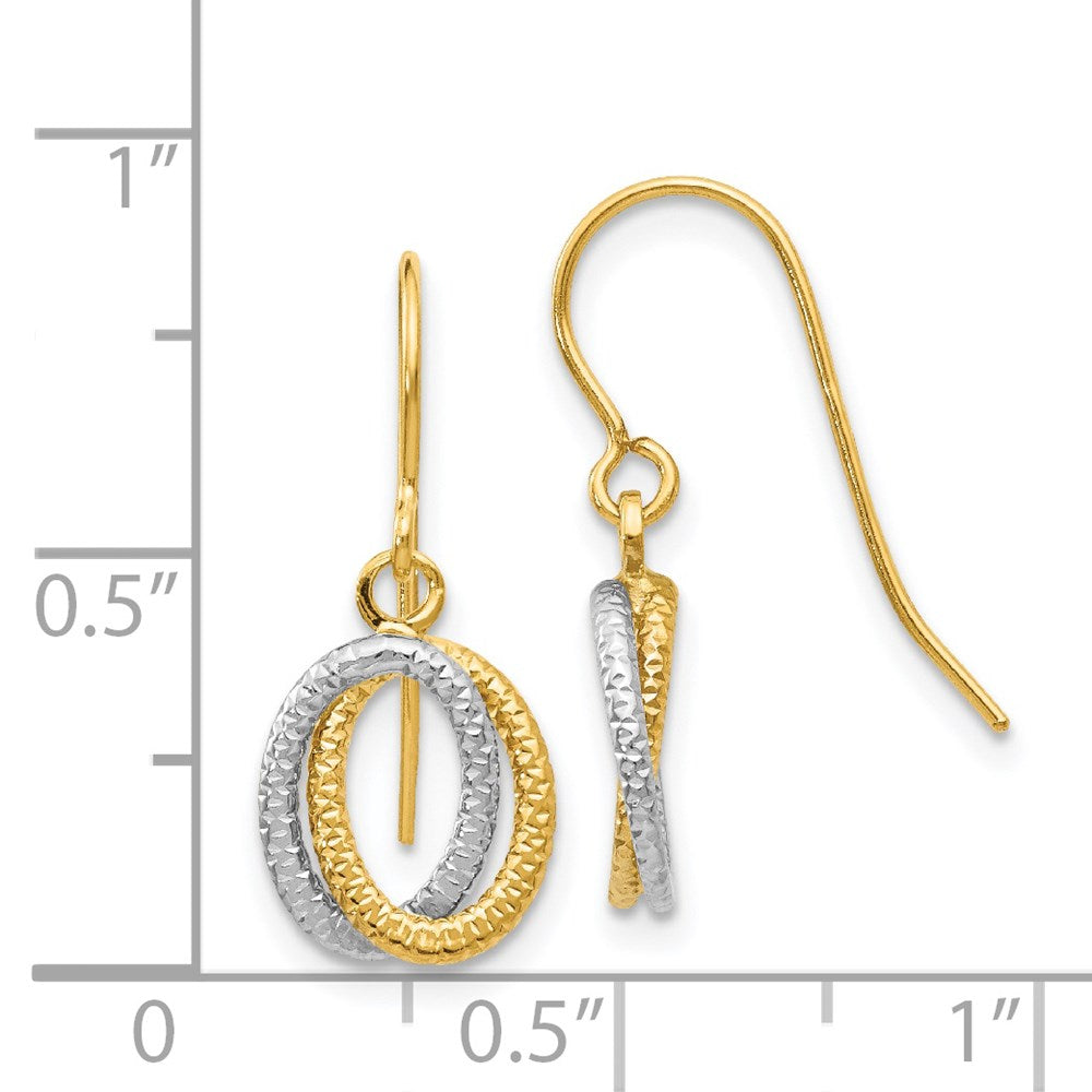 14k Two-tone Textured Fancy Dangle Earrings