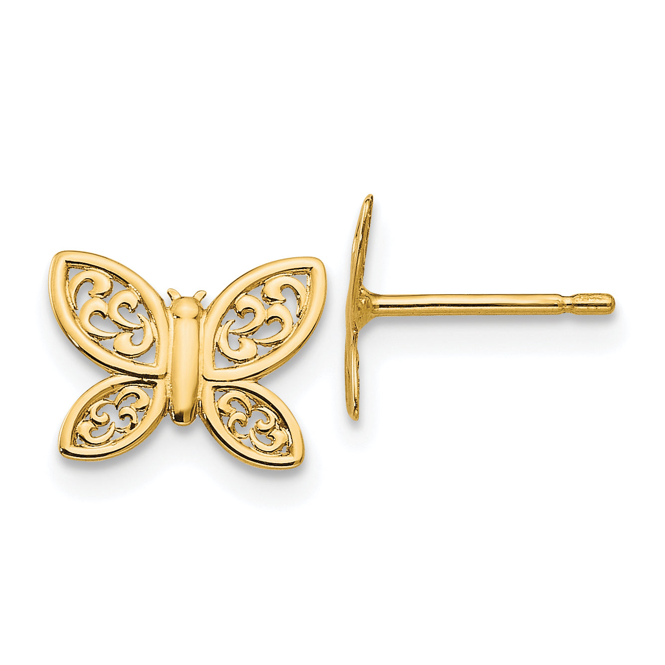 14k Polished Butterfly Post Earrings YE1754