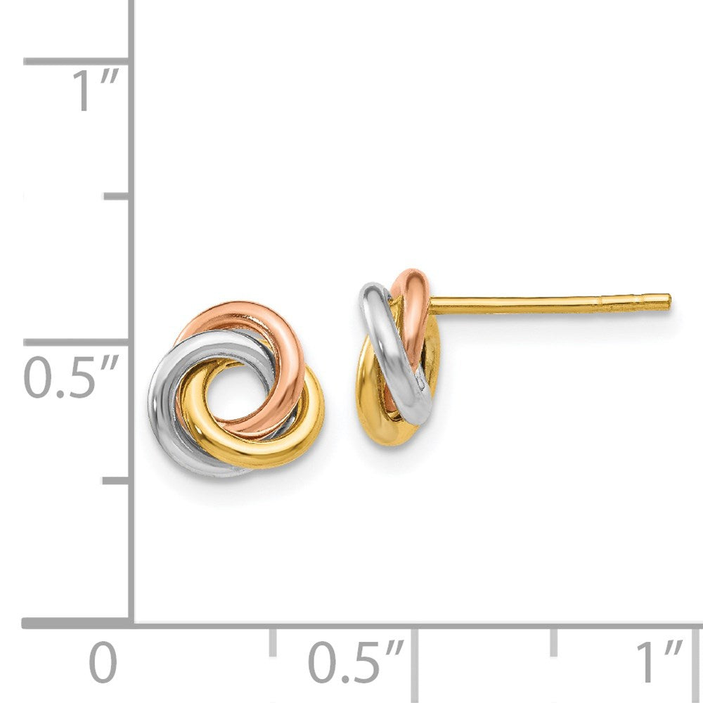 14k Tri-color Twisted Knot Post Earrings