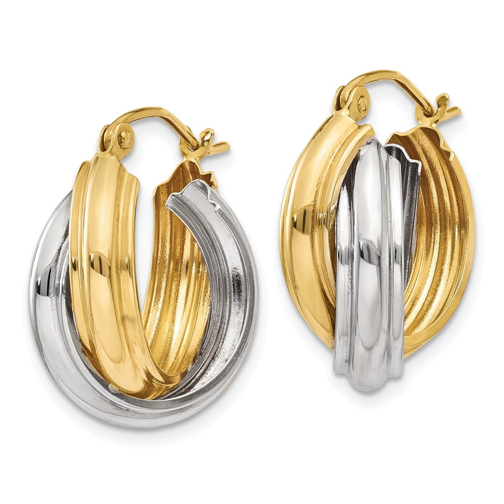 14k Two-tone Polished Double Hoop Earrings