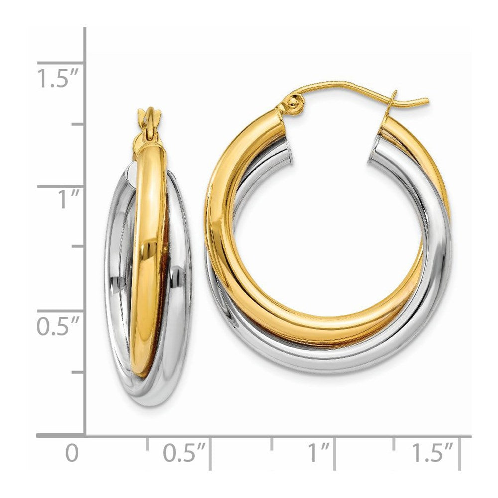 14k Two-tone Double Hoop Earrings