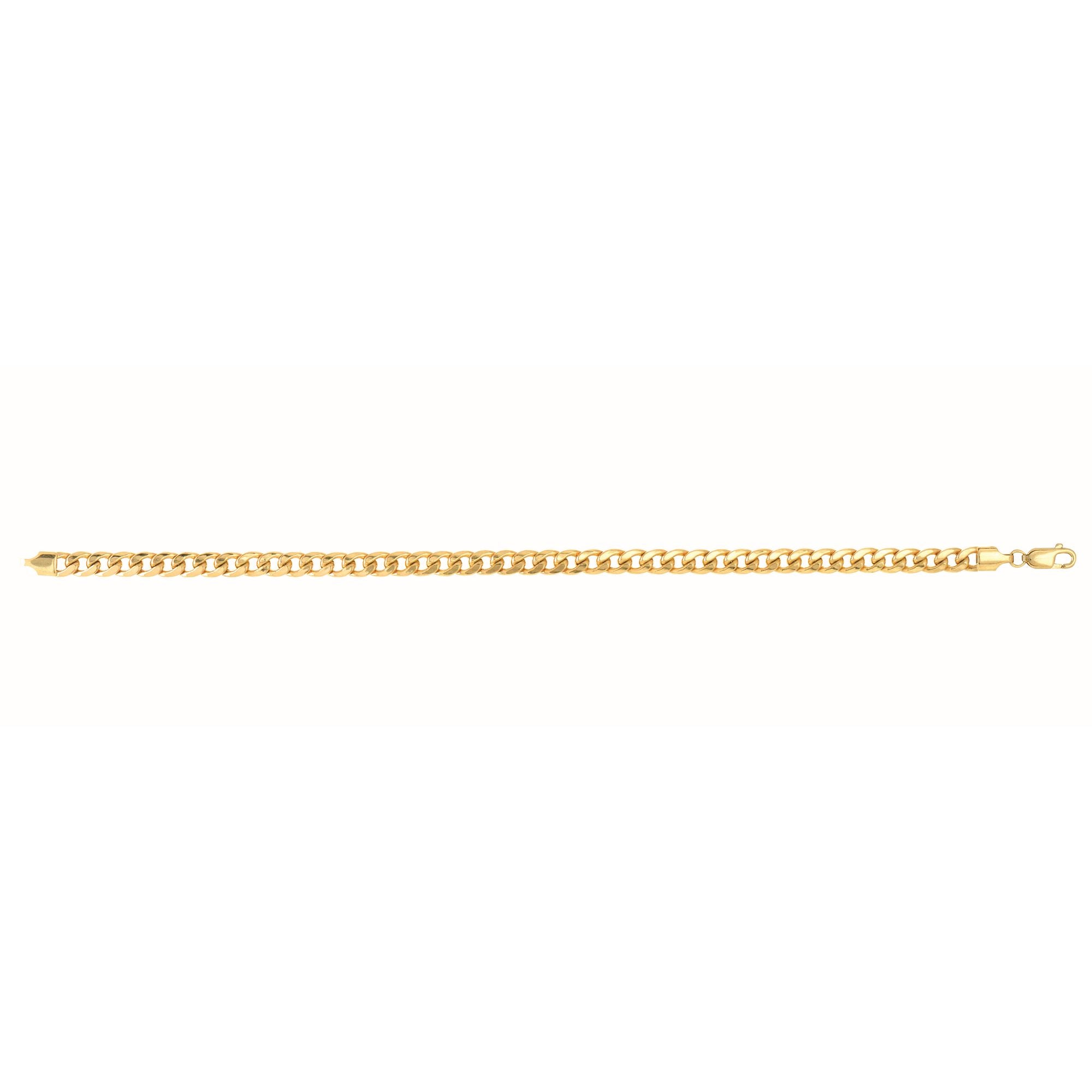 10K Yellow Gold 4.5mm Semi-Solid Miami 22" Chain with Lobster Lock