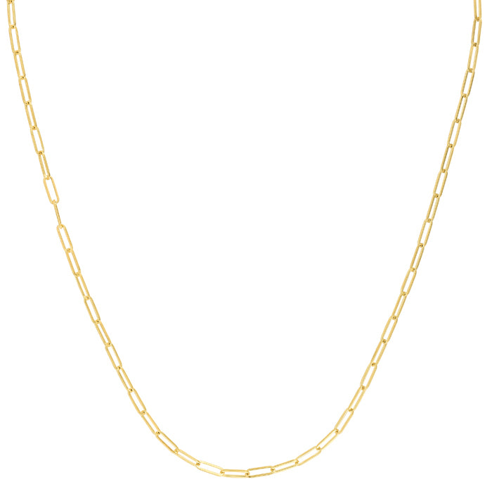 10K Yellow Gold 2.5mm Paperclip 24" Chain with Lobster Lock