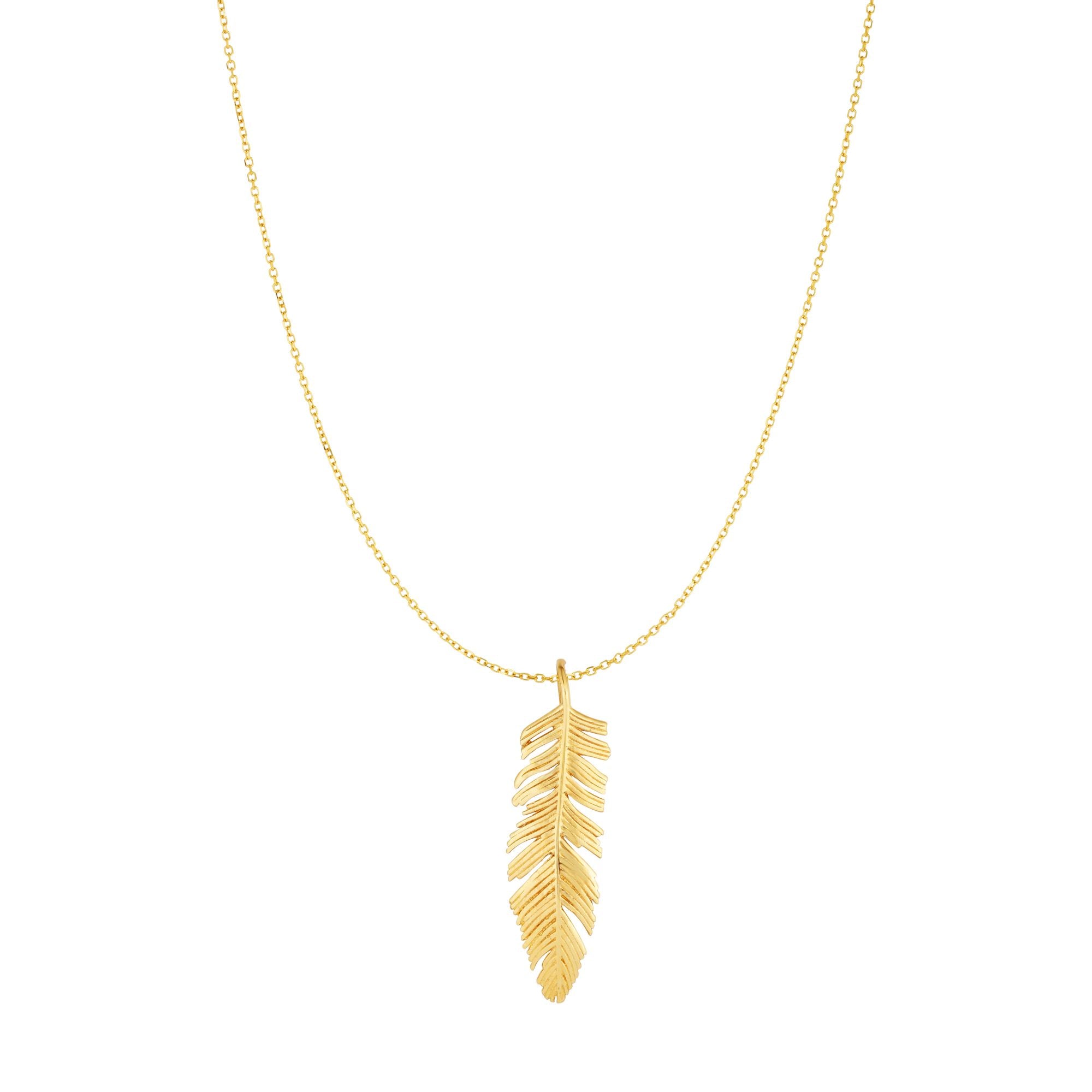 10K Yellow Gold Feather 18" Necklace