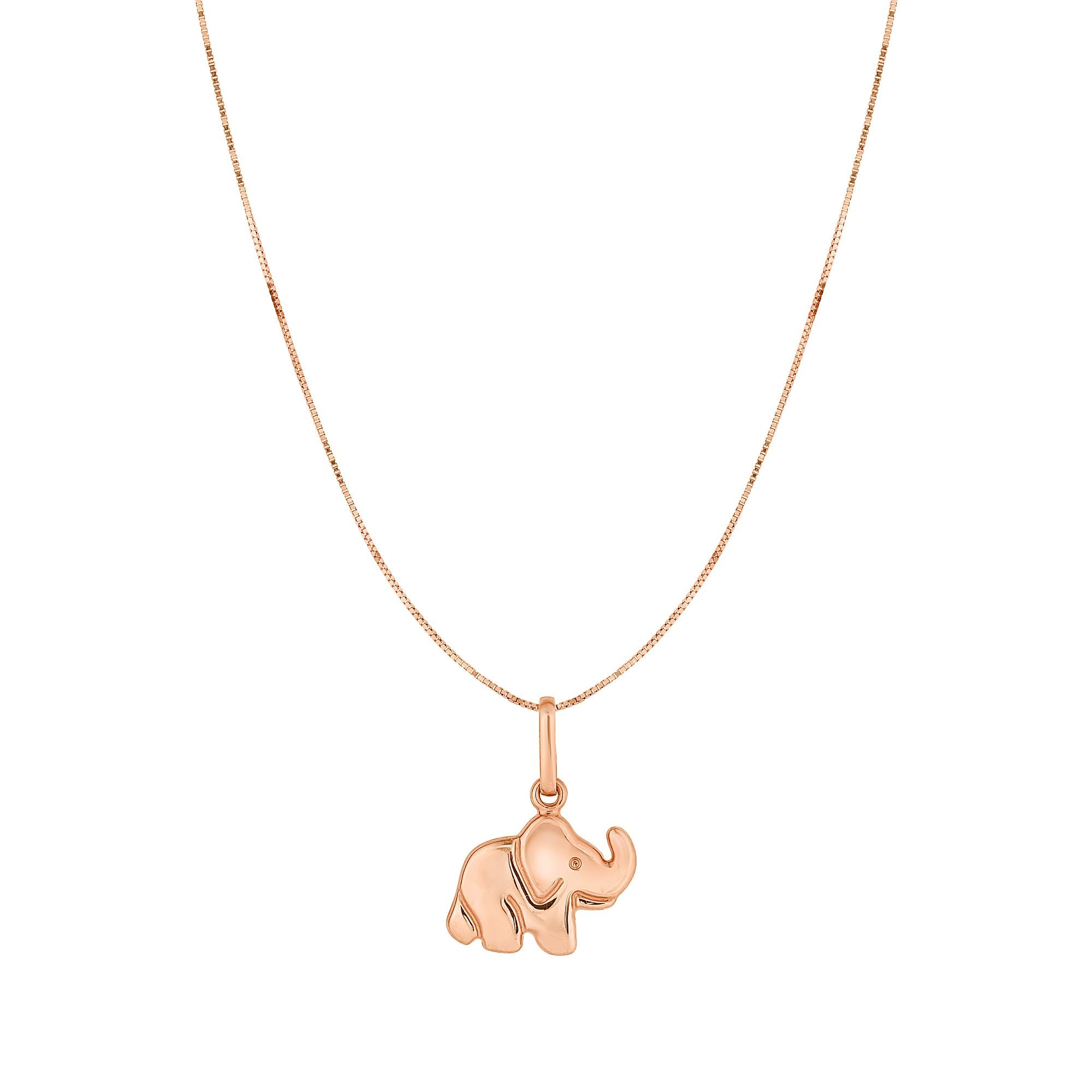 10K Rose Gold Elephant 18" Necklace