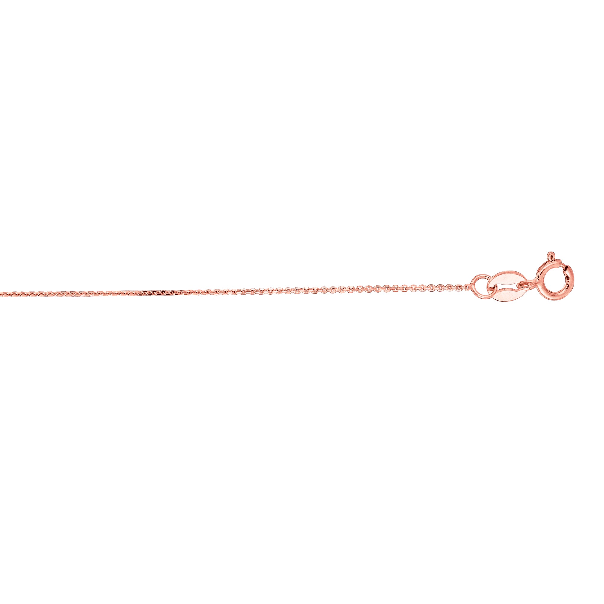 10K Rose Gold .5mm Diamond Cut Flat Cable 18" Chain with Spring Ring