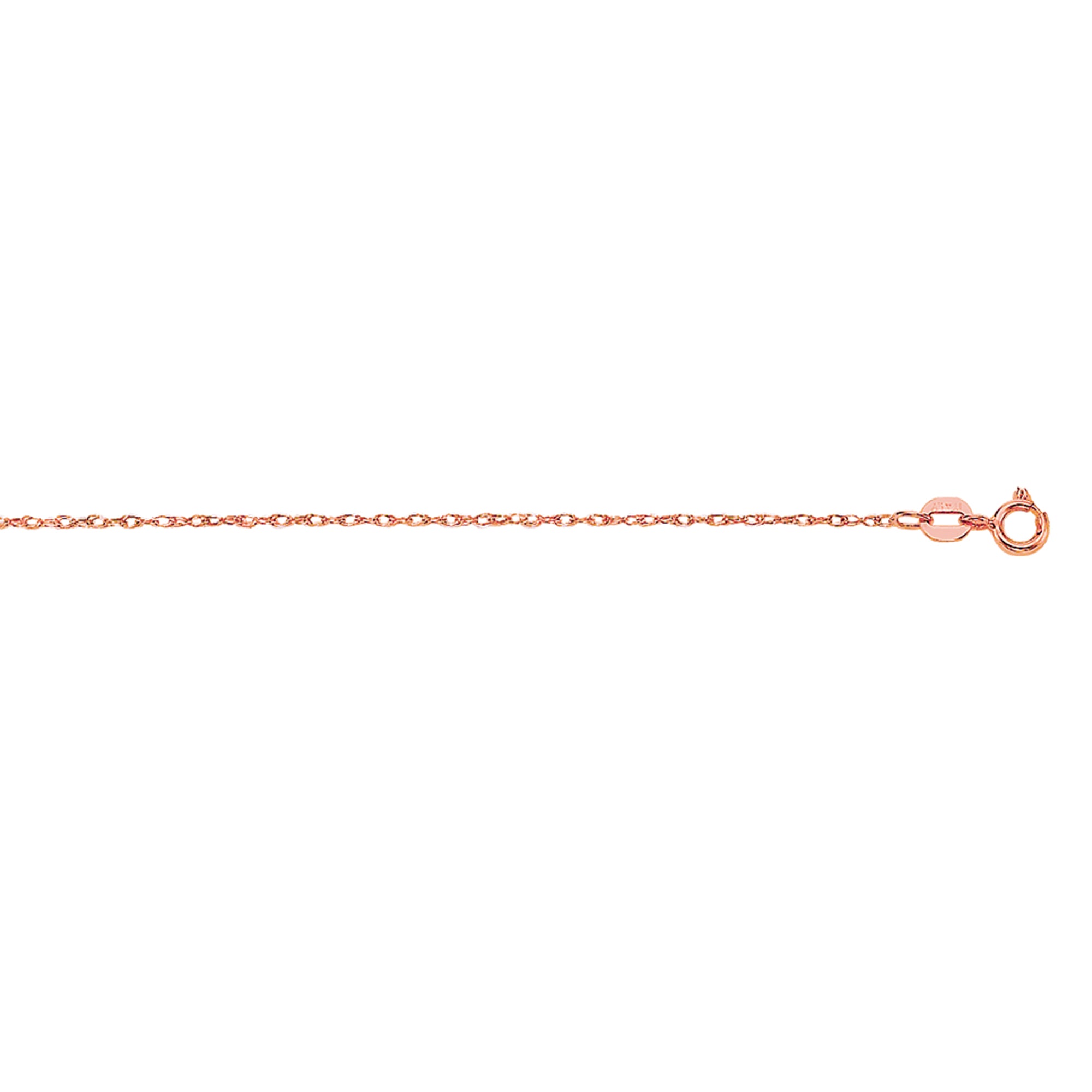 10K Rose Gold .85mm Machine Rope 18" Chain Carded with Spring Ring