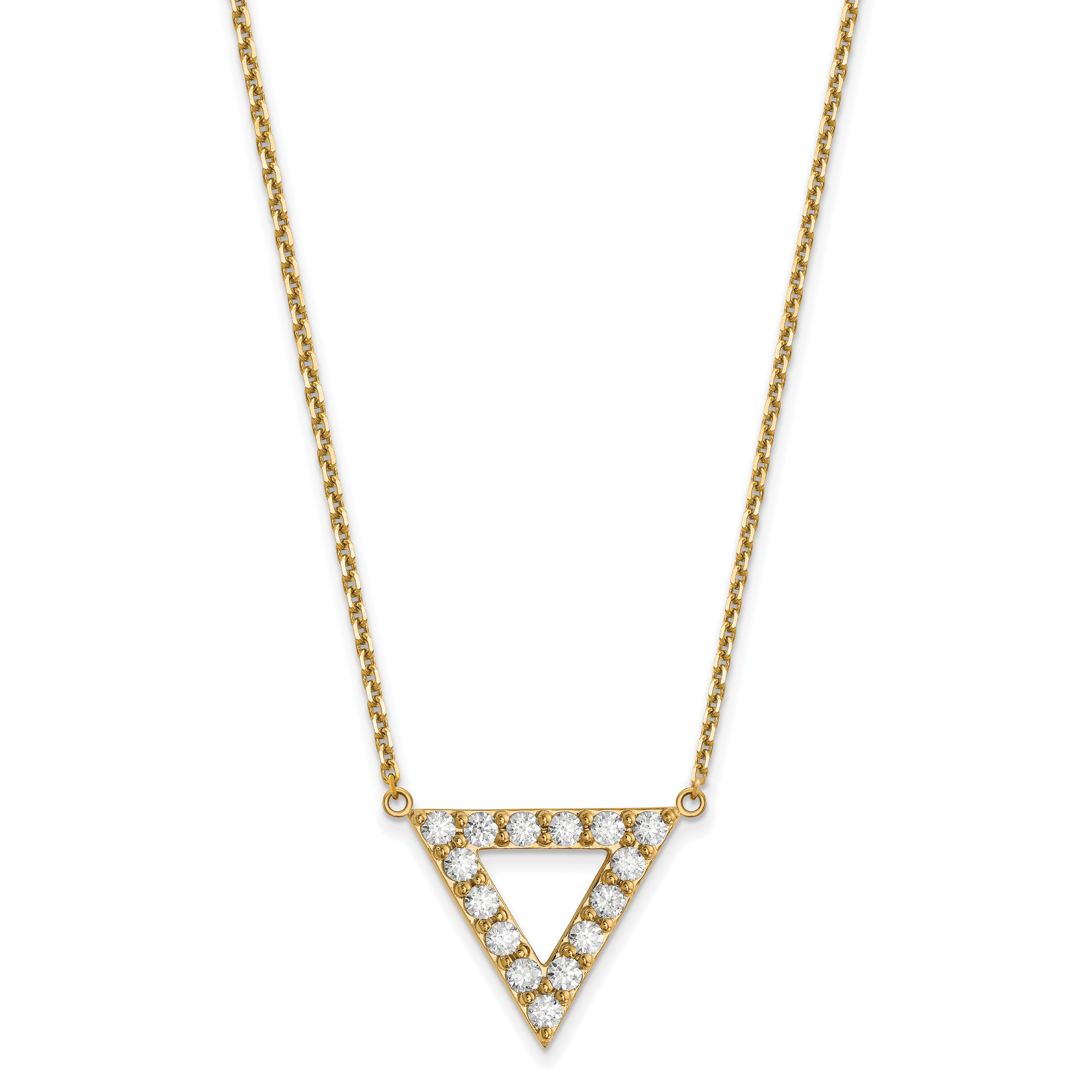 14k AA Quality Diamond 20mm Triangle Necklace