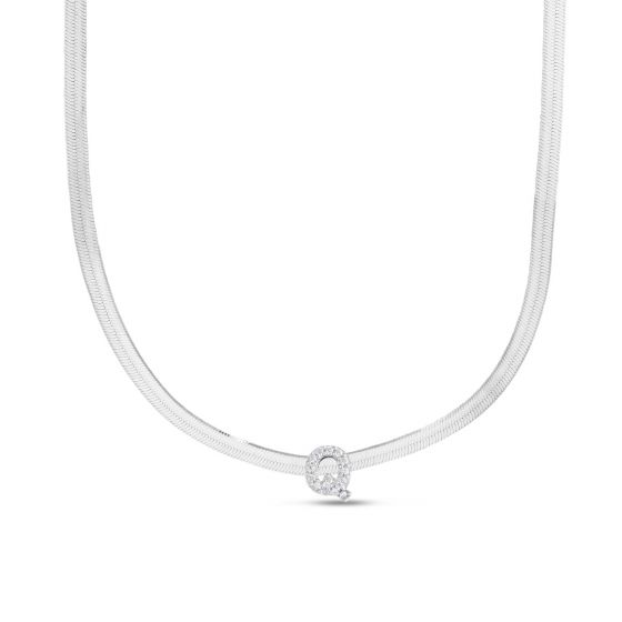 Silver Z CZ 18" Initial Necklace