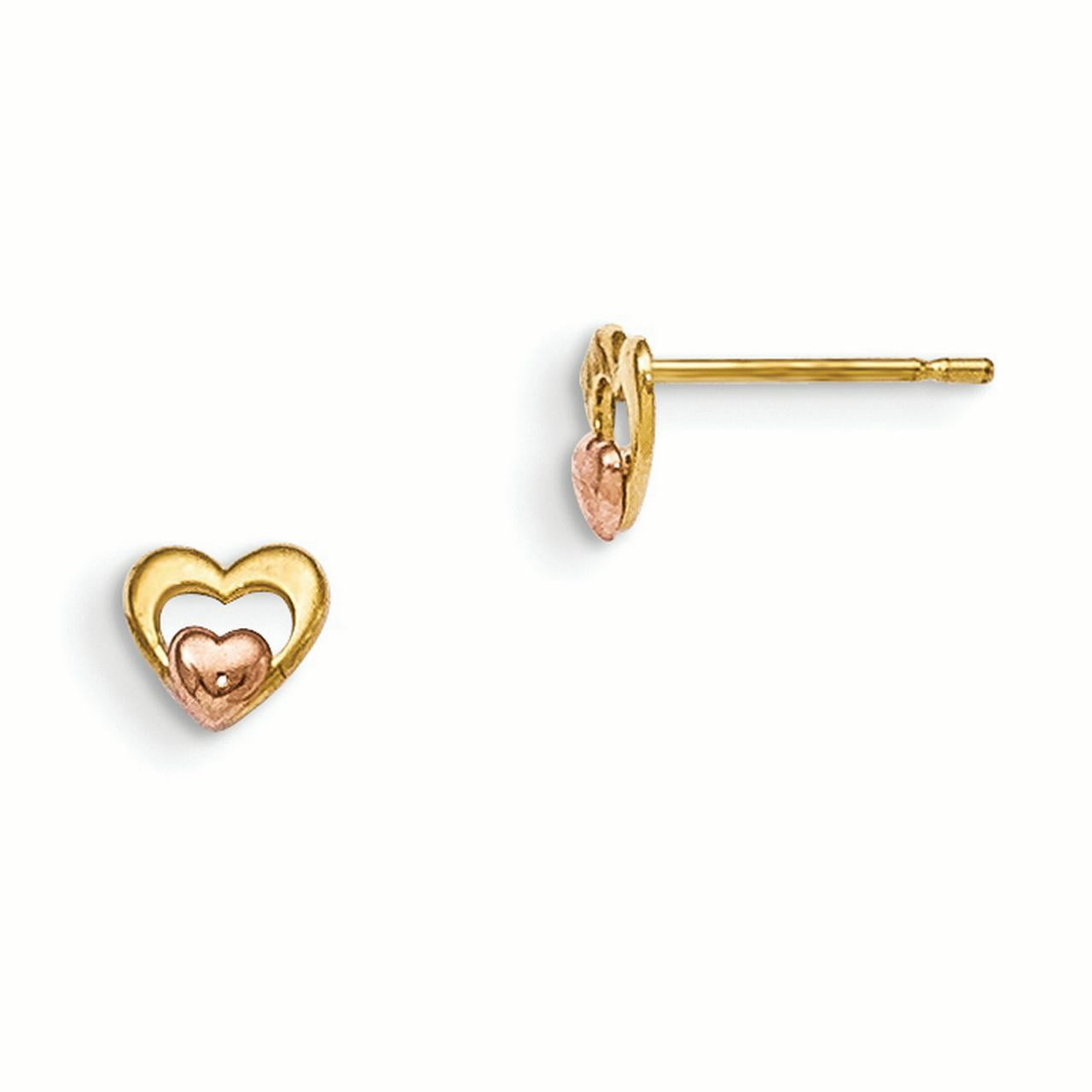 14k Yellow & Rose Gold Madi K Children's Heart Post Earrings GK709