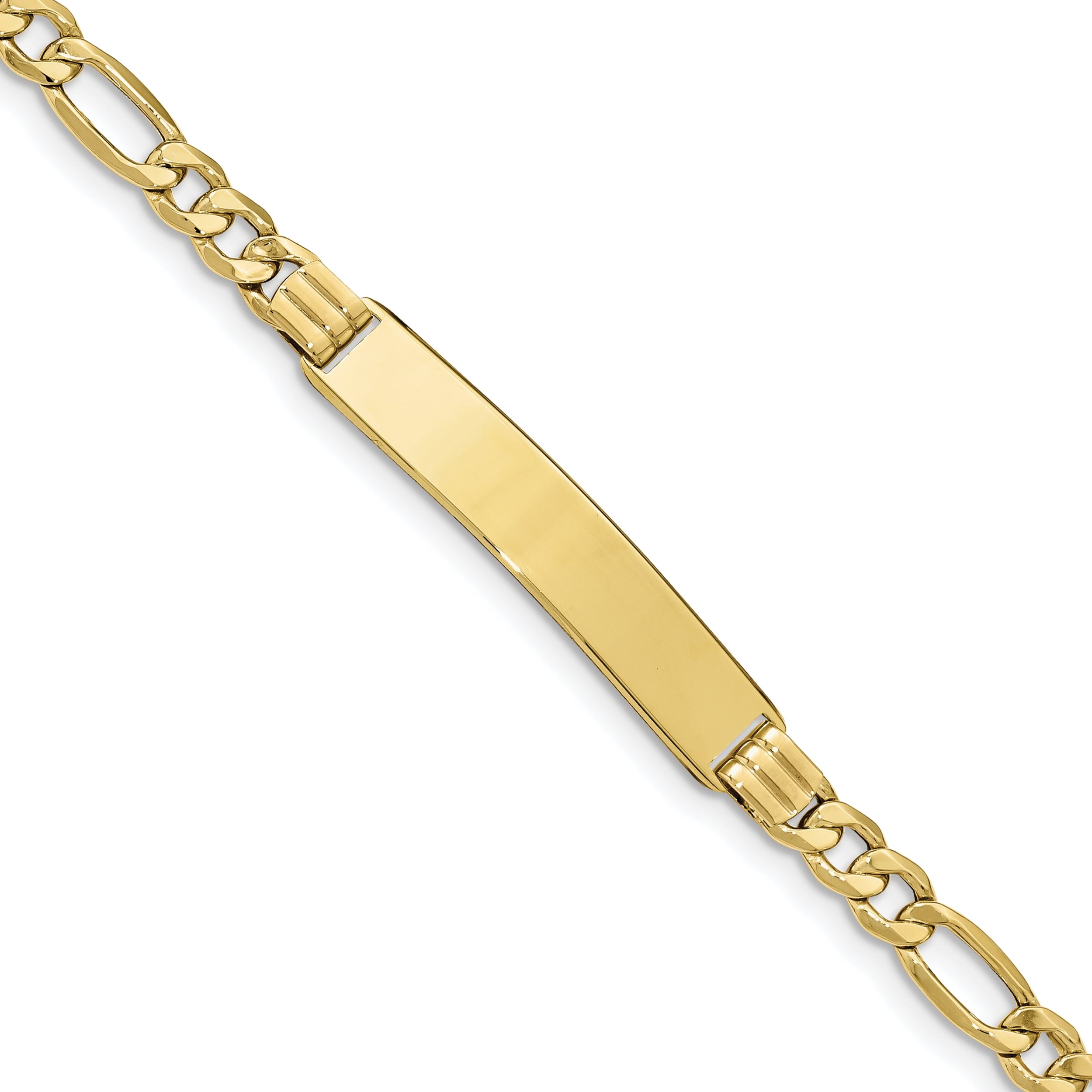 10k Semi-solid Figaro Link ID Bracelet