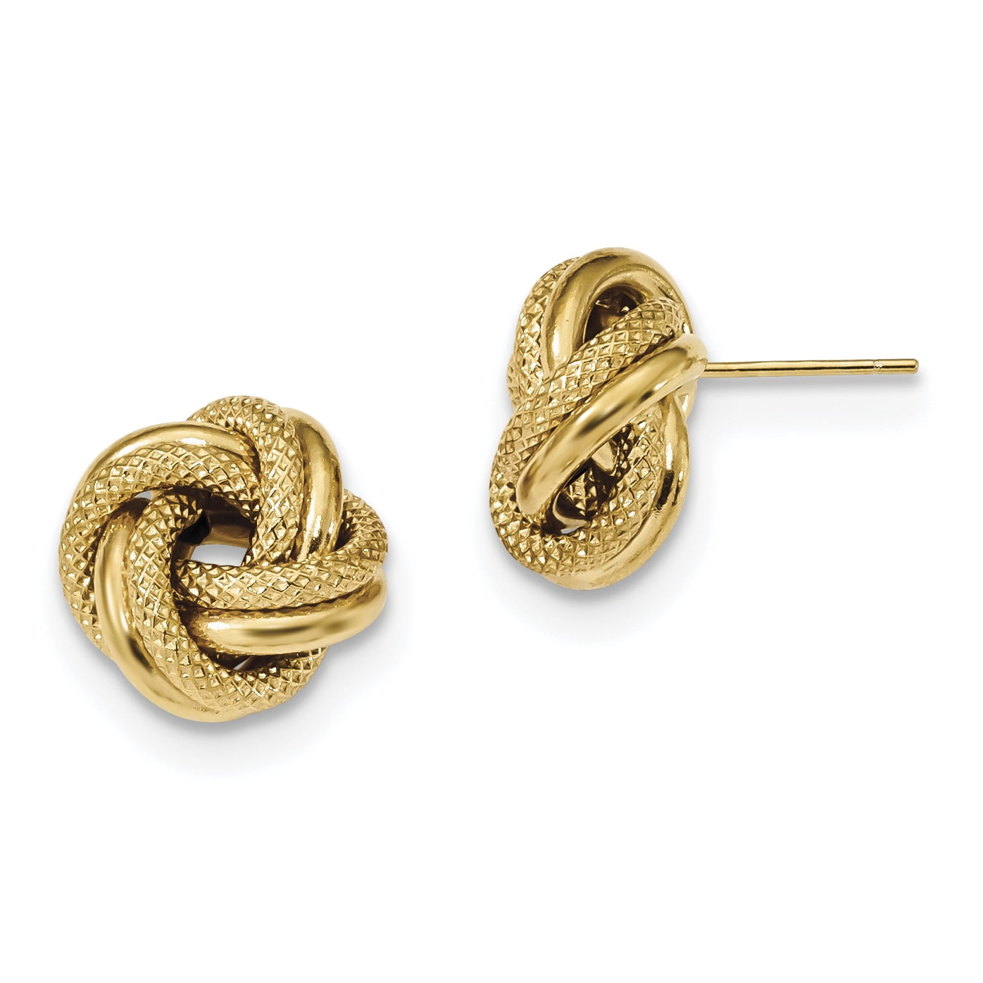 14k Polished Textured Double Love Knot Post Earrings TL1074