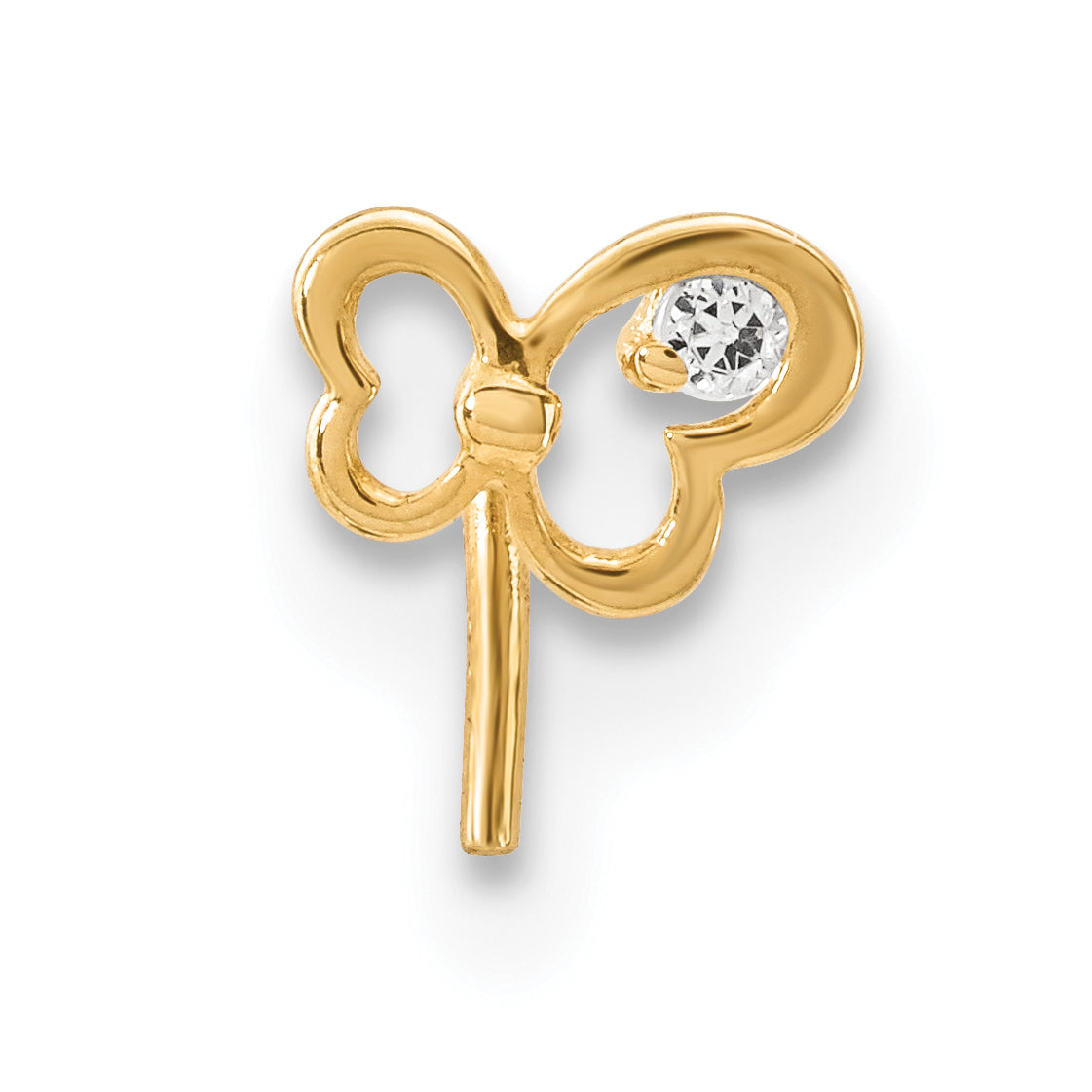 14k CZ Butterfly Nose Stud BD110