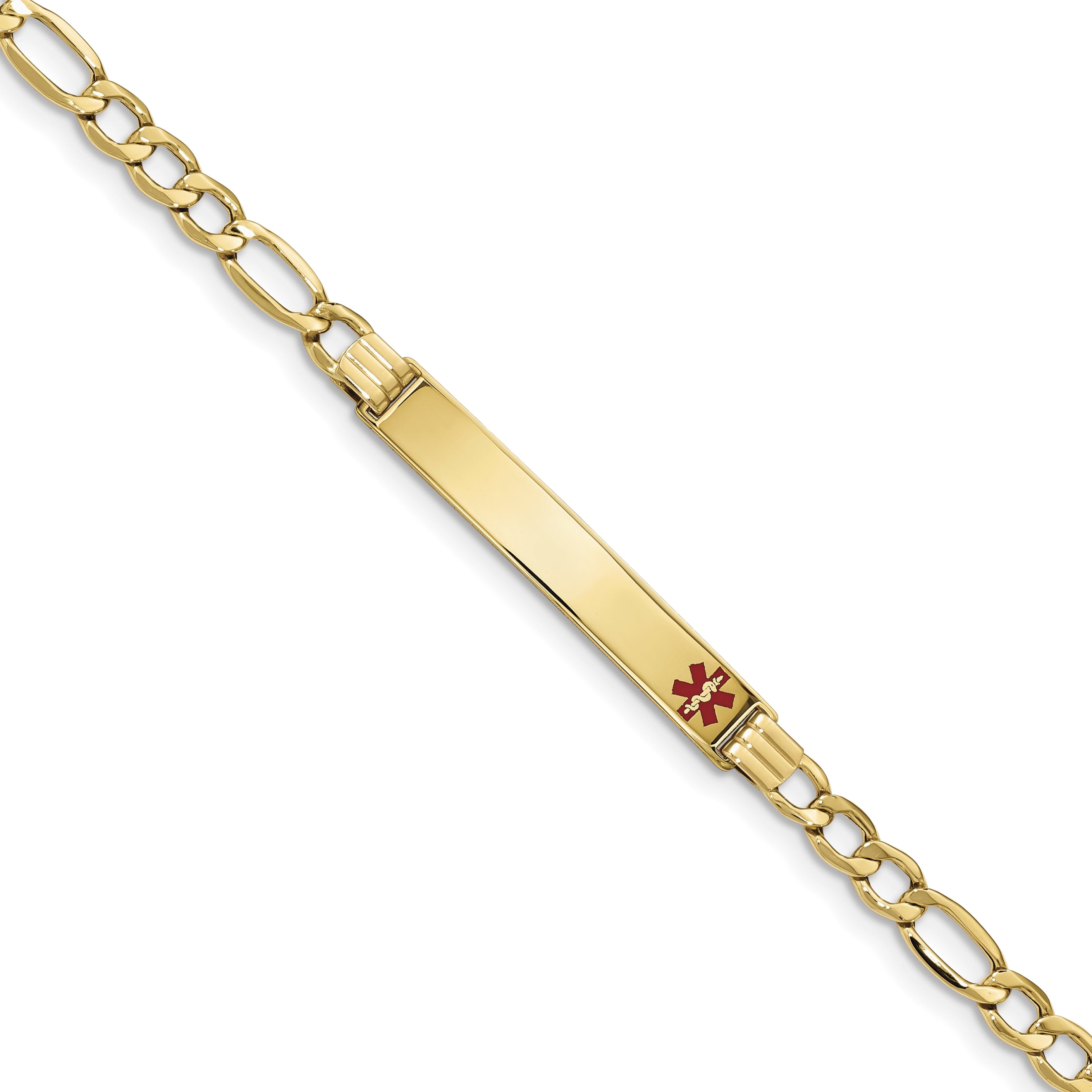 14K Semi-solid Medical Red Enamel Figaro ID Bracelet