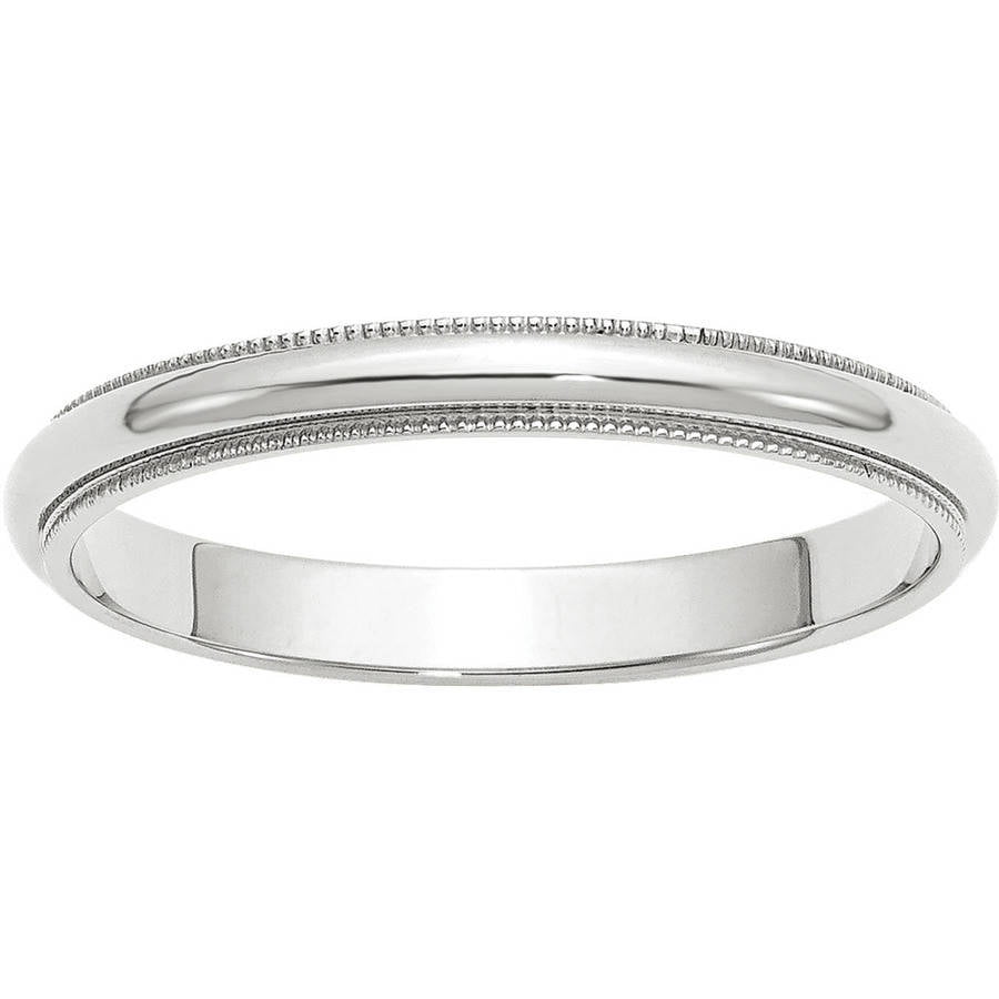 10k White Gold 3mm Milgrain Half Round Wedding Band Size 12.5