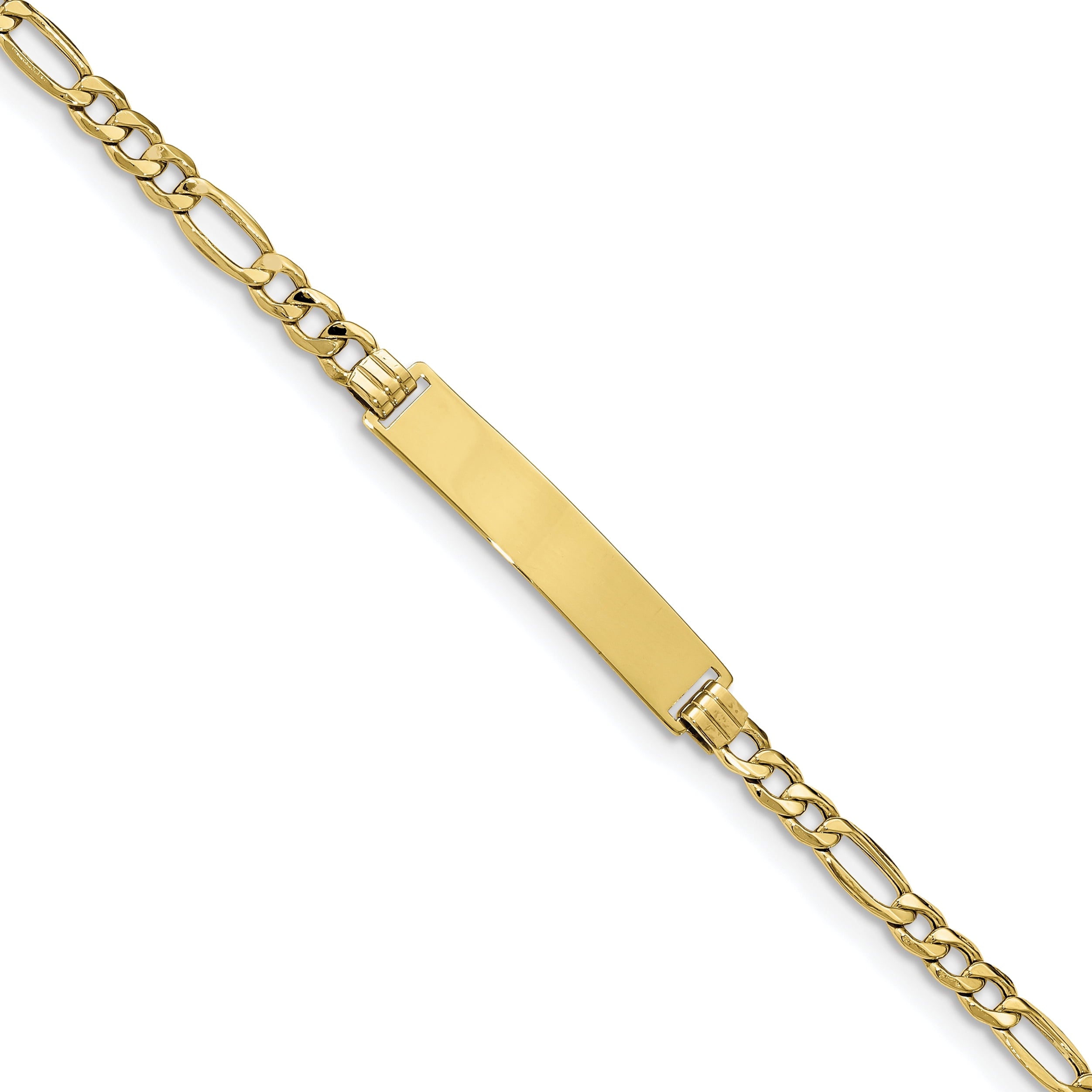 10k Semi-solid Figaro Link ID Bracelet