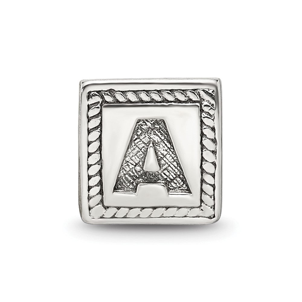 Sterling Silver Reflections Letter A Triangle Block Bead