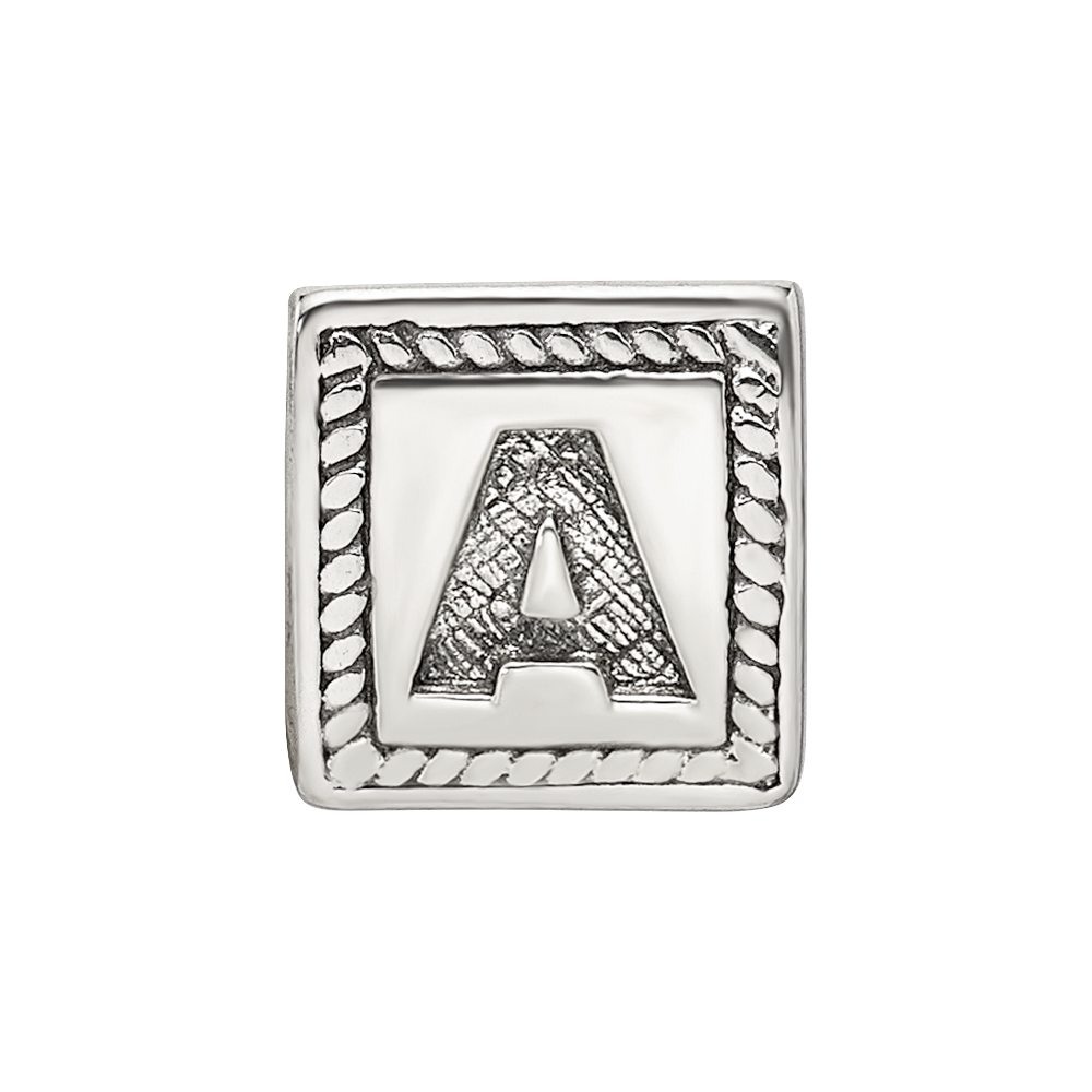 Sterling Silver Reflections Letter A Triangle Block Bead