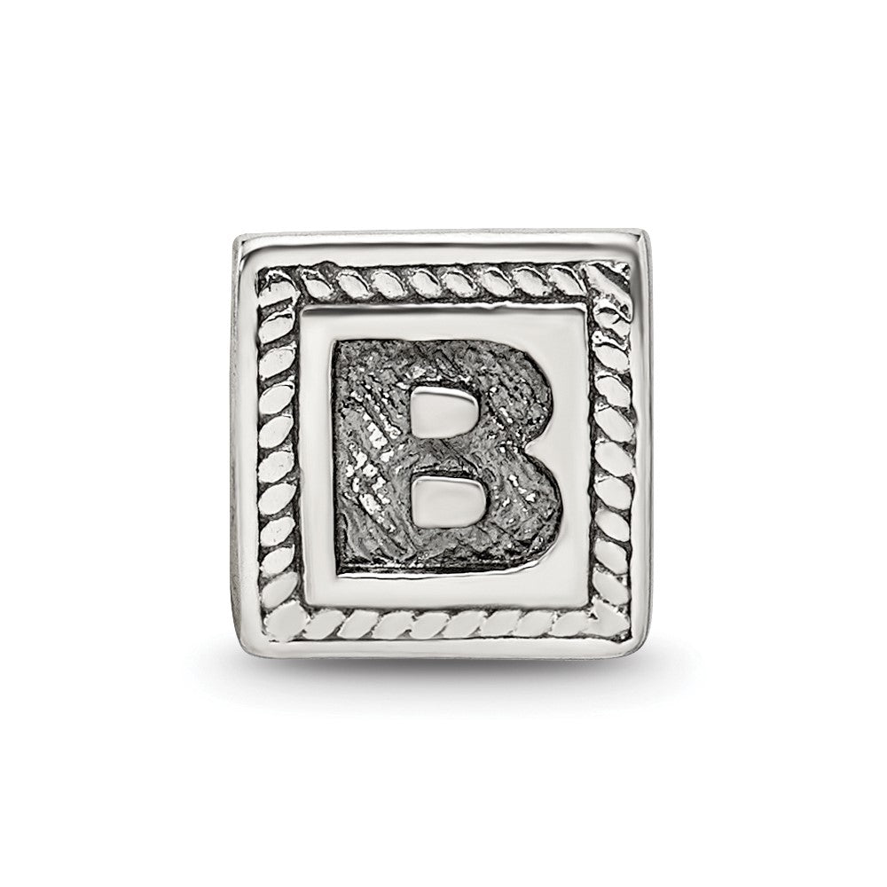 Sterling Silver Reflections Letter B Triangle Block Bead