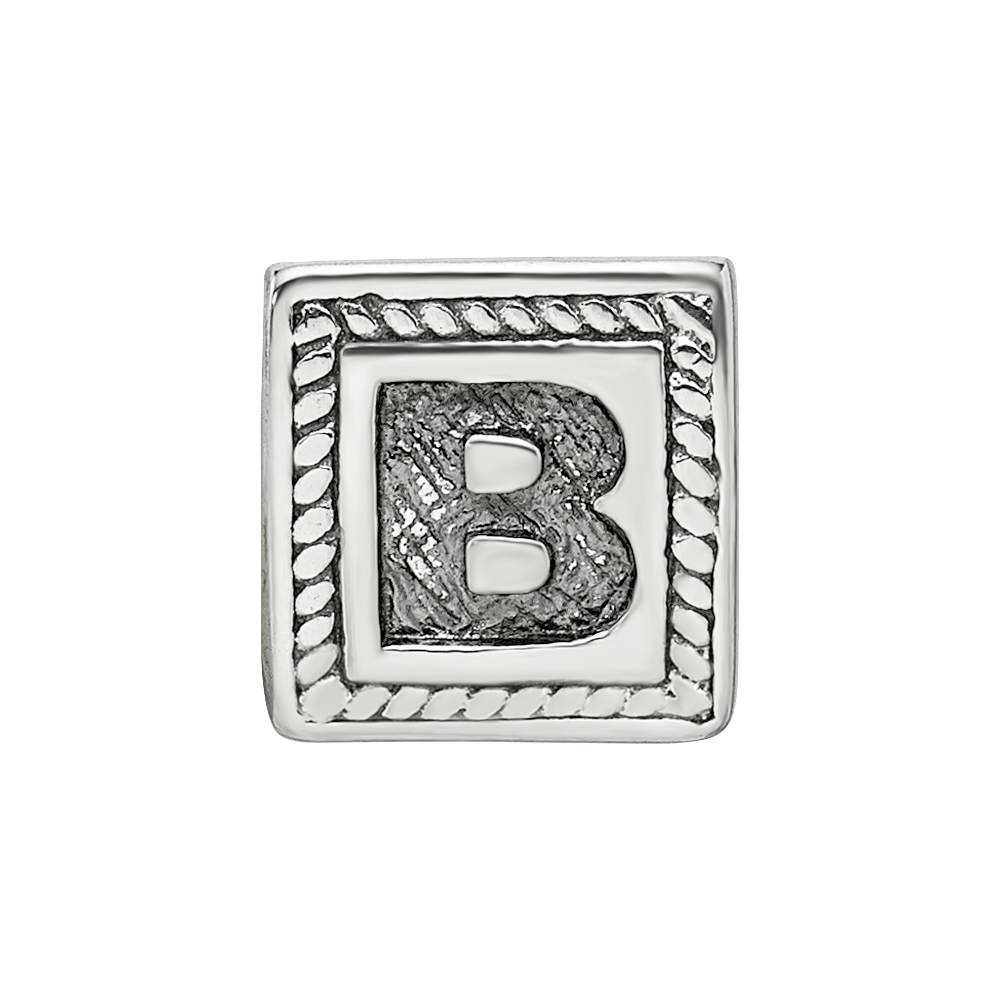 Sterling Silver Reflections Letter B Triangle Block Bead