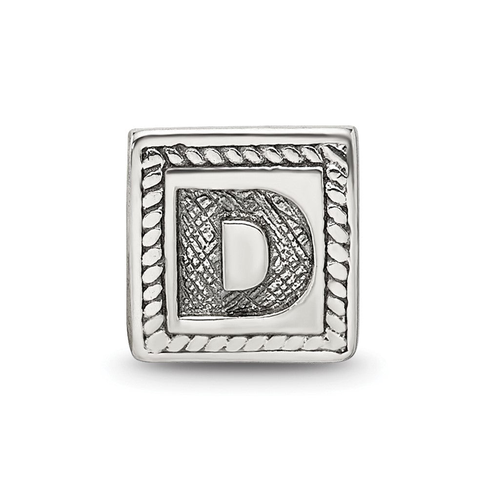 Sterling Silver Reflections Letter D Triangle Block Bead