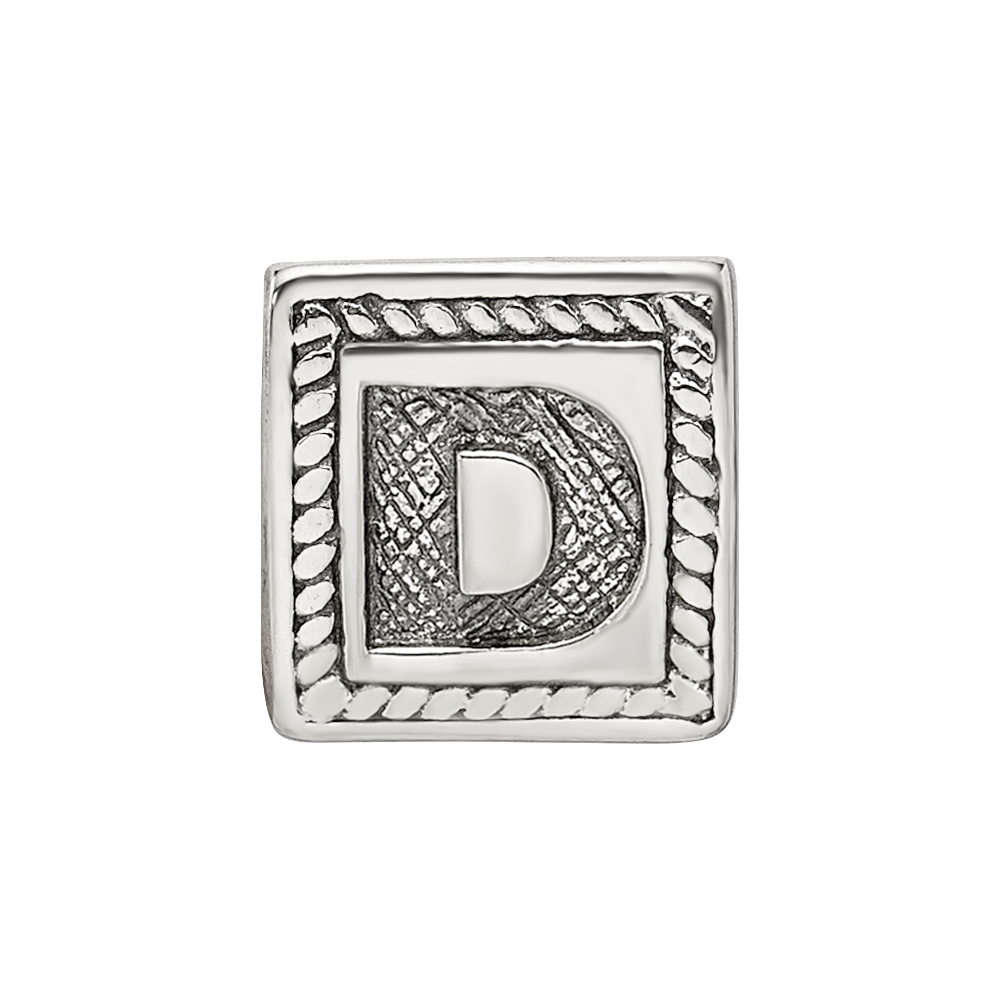 Sterling Silver Reflections Letter D Triangle Block Bead