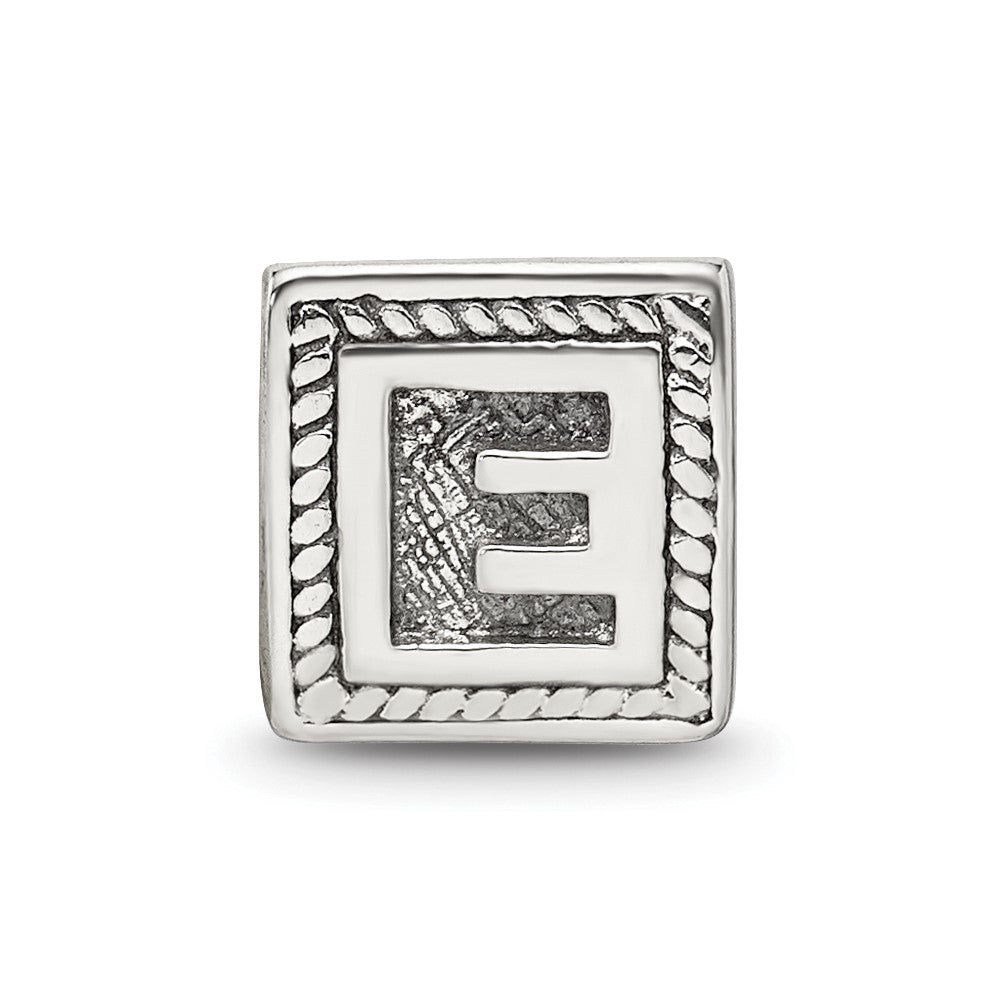 Sterling Silver Reflections Letter E Triangle Block Bead