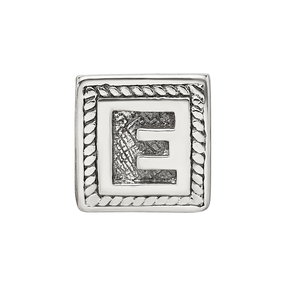 Sterling Silver Reflections Letter E Triangle Block Bead