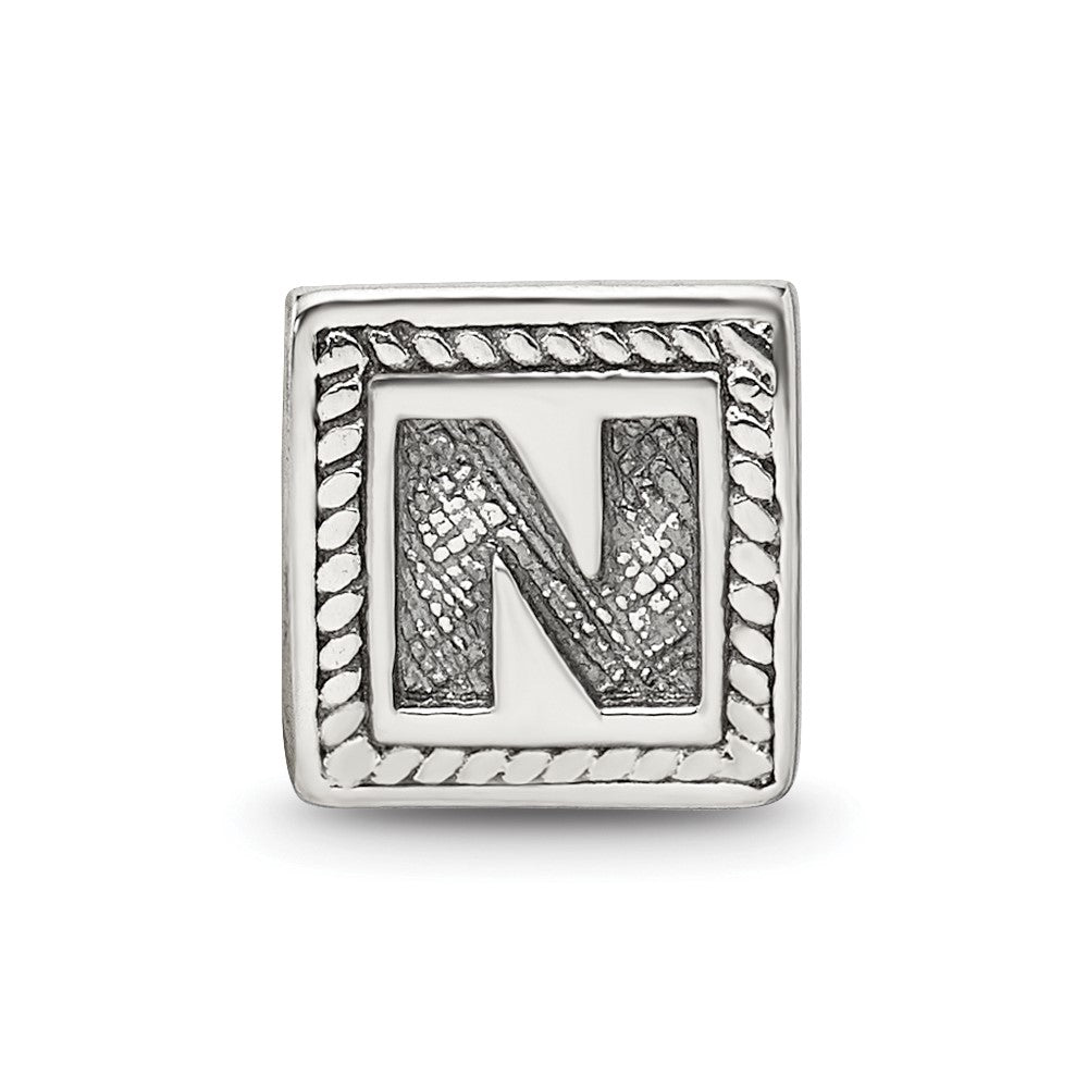 Sterling Silver Reflections Letter N Triangle Block Bead