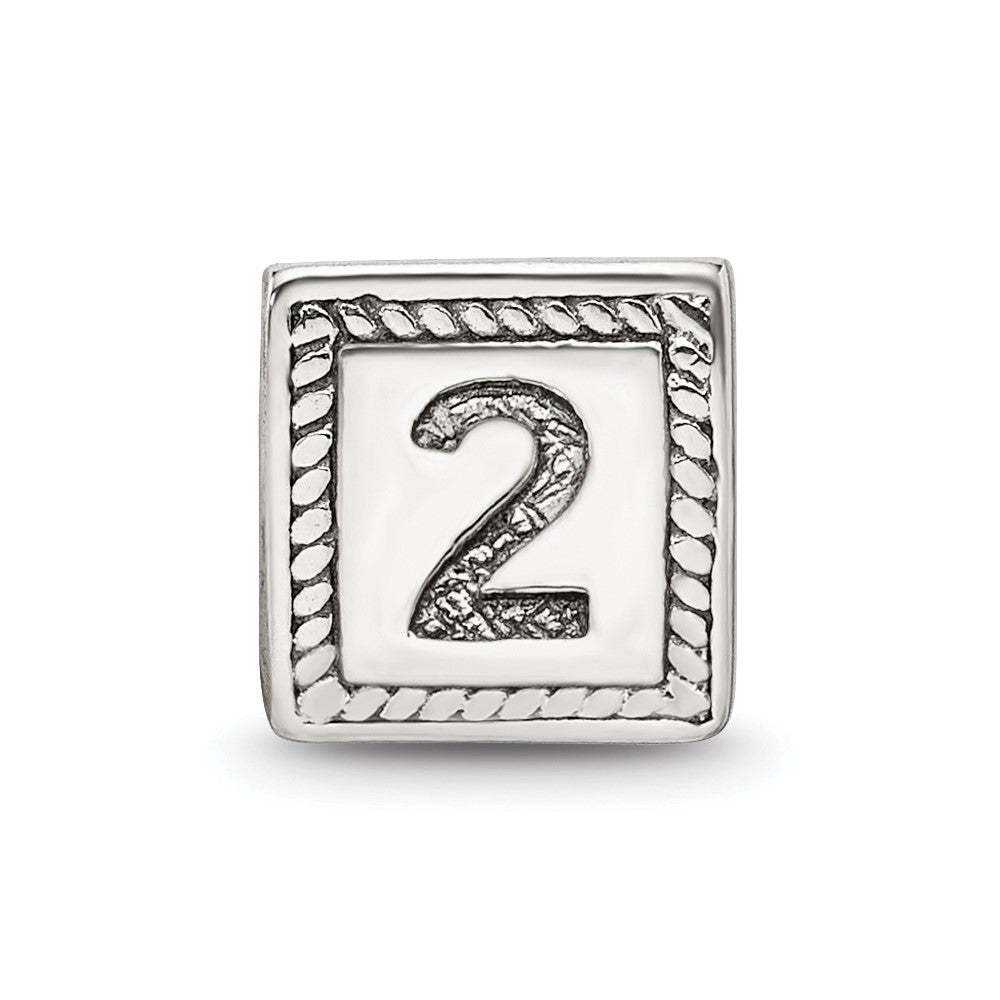 Sterling Silver Reflections Number 2 Triangle Block Bead