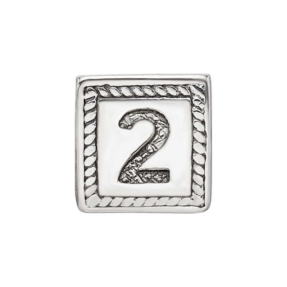 Sterling Silver Reflections Number 2 Triangle Block Bead