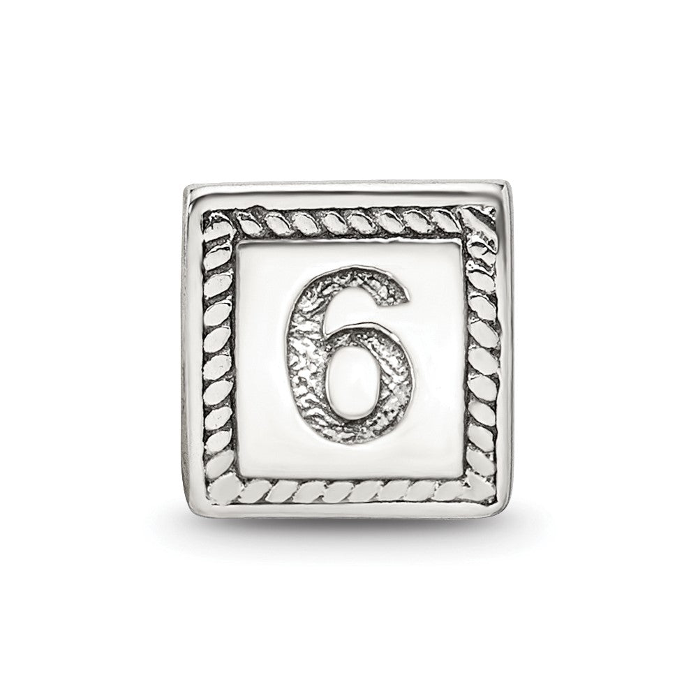 Sterling Silver Reflections Number 6 Triangle Block Bead