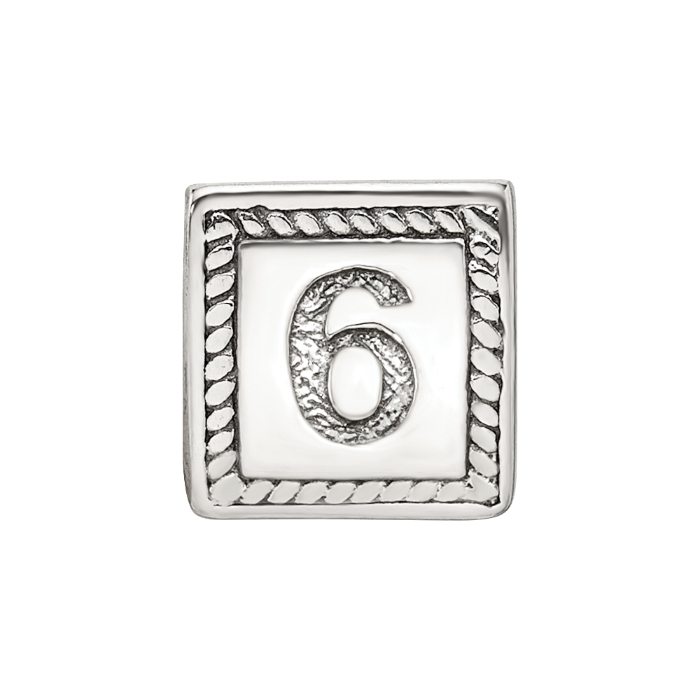 Sterling Silver Reflections Number 6 Triangle Block Bead