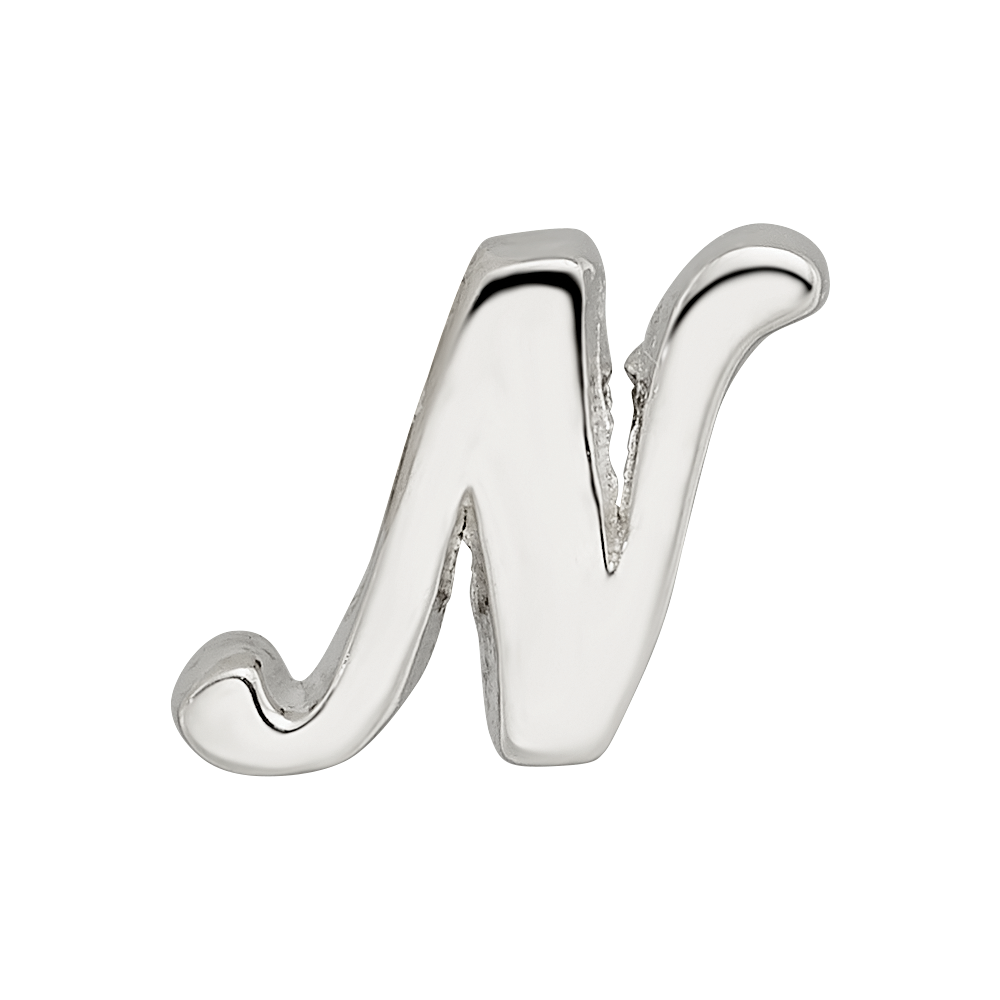 Sterling Silver Reflections Letter N Script Bead