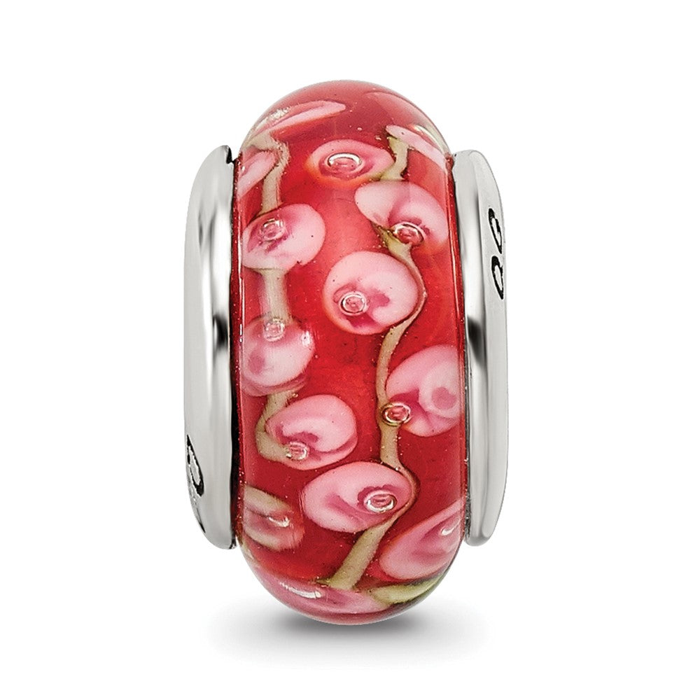 Sterling Silver Reflections Pink/Red Hand-blown Glass Bead