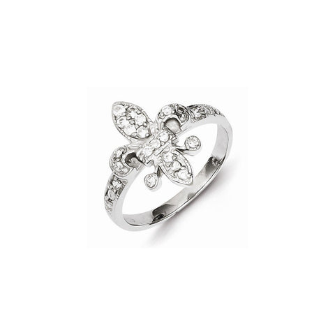 925 Sterling Silver Cubic Zirconia Fleur-de-lis Ring