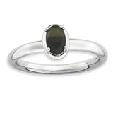 Sterling Silver Stackable Expressions Onyx Polished Ring Size 7