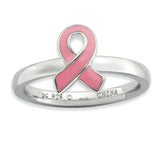 Sterling Silver Stackable Expressions Pink Enameled Awareness Ribbon Ring Size 7