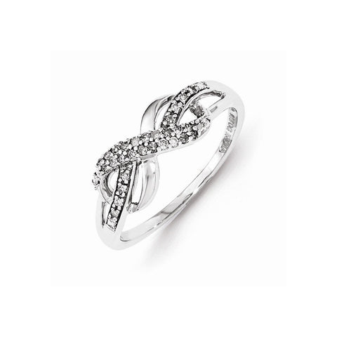 925 Sterling Silver Rhodium Diamond Infinity Symbol Ring