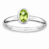 Sterling Silver Stackable Expressions Oval Peridot Ring Size 7
