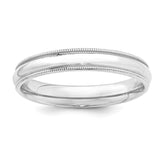925 Sterling Silver 4mm Comfort Fit Milgrain Size 6.5 Band Ring