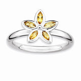 Sterling Silver Stackable Expressions Citrine Flower Ring Size 9