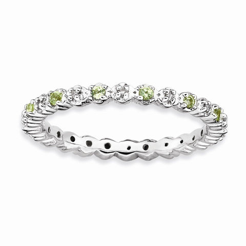 Sterling Silver Stackable Expressions Peridot & Diamond Ring Size 6