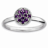 Sterling Silver Stackable Expressions Amethyst Rhodium Ring Size 9